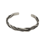 Celeste Intreccio twisted woven bangle in 925 sterling silver, featuring a handcrafted rope and smooth strand design, displayed on a clean white background.