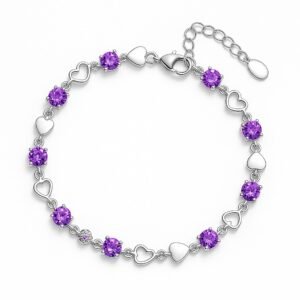 a bracelet with purple stones
