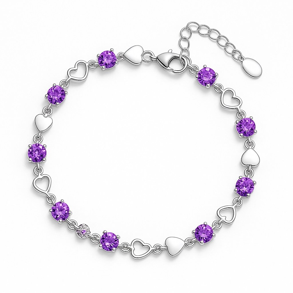 a bracelet with purple stones