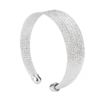 Elegant 925 sterling silver cuff bracelet with a multi-strand textured design, displayed on a clean white background for a polished and refined look.