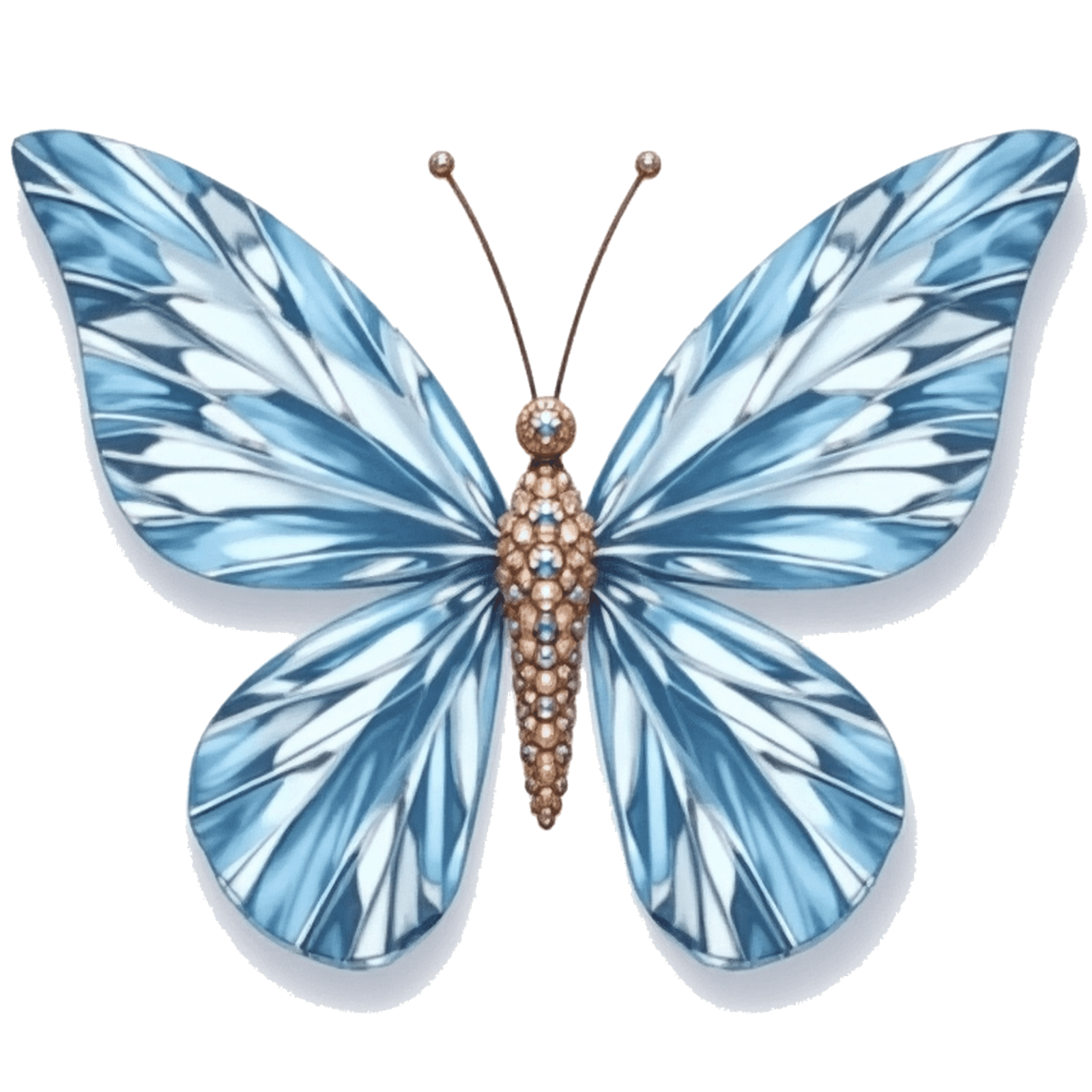 Elegant blue gemstone butterfly logo with gold accents, symbolizing luxury and beauty — Marinty Jewelry Brand icon.